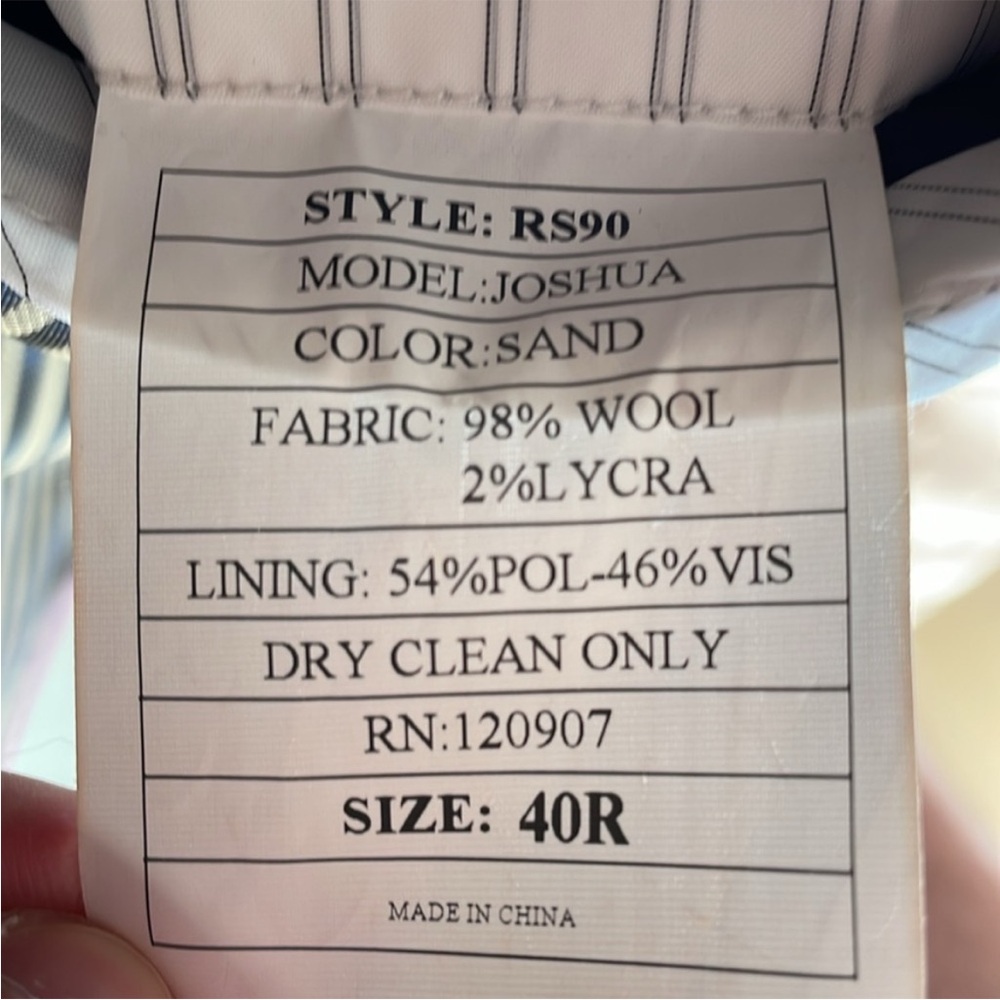 Rockin Sartorial Mens Suit and Pants Sand Size 40 Regular - Picture 5 of 10
